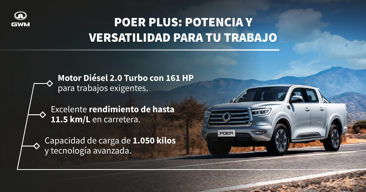Camioneta pick up Poer Plus en carretera.