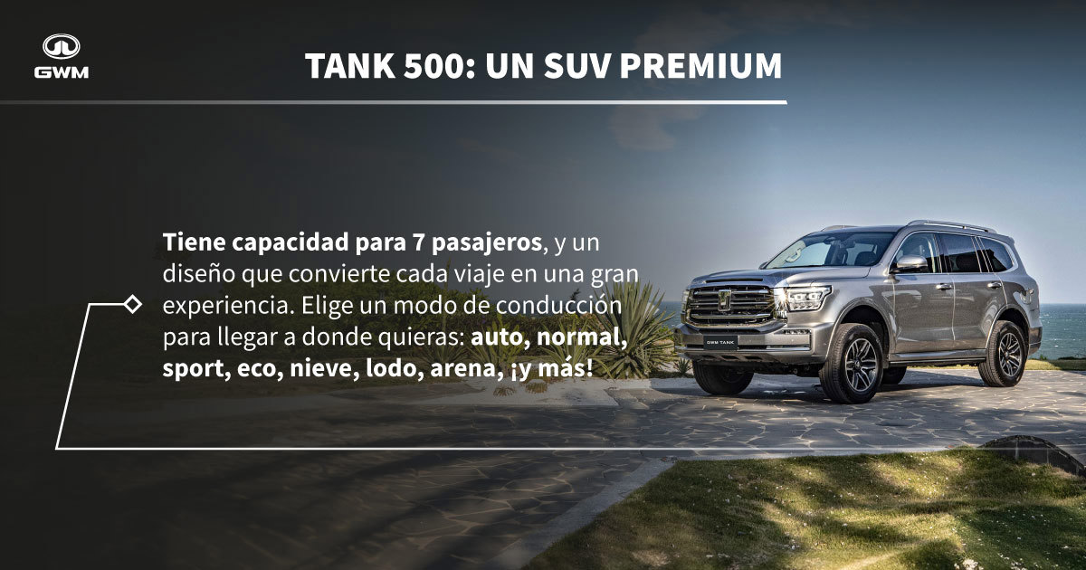 SUV 7 pasajeros TANK 500 en ciudad.
