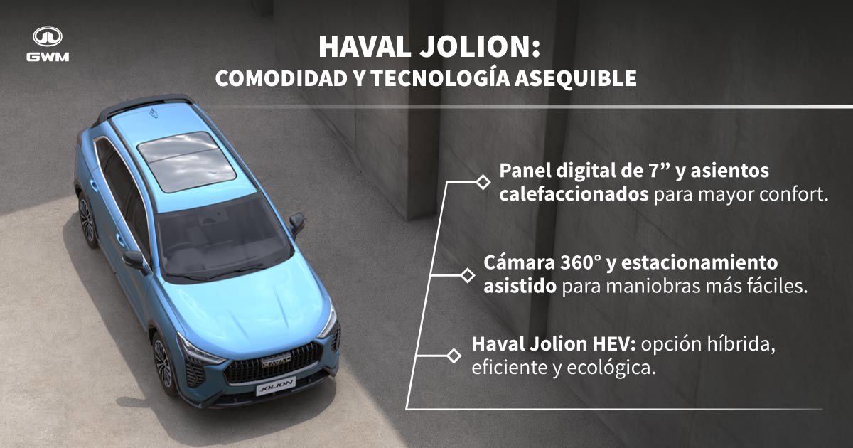 Características del auto tipo SUV Haval Jolion.